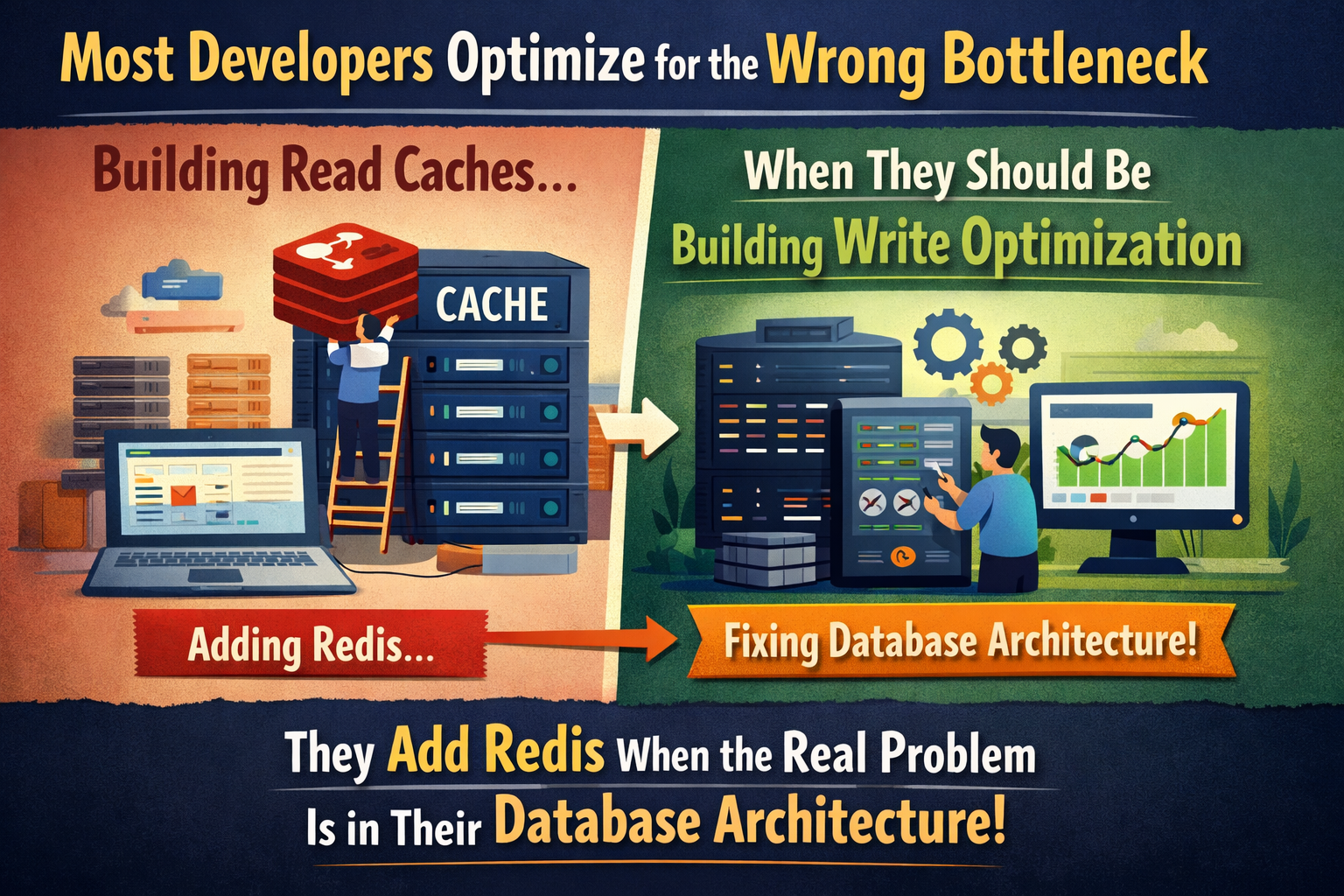 Most Developers Optimize for the Wrong Bottleneck. They Build Read Caches When They Should Be Building Write Optimization. They Add Redis When the Real Problem Is in Their Database Architectur gallery image 1